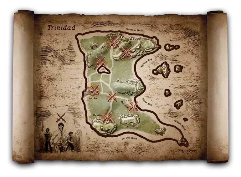 Trinidad in Corsairs Legacy &mdash; island map, trade and settlements
