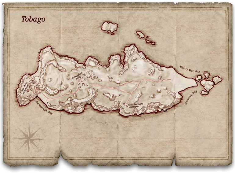 Map of Tobago in Corsairs Legacy &mdash; Trade and Settlements