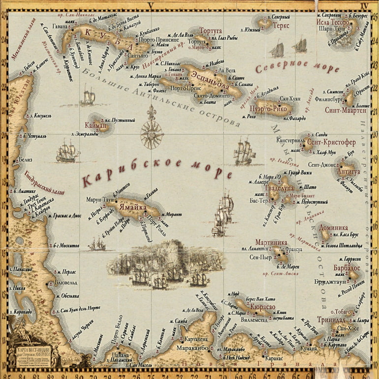 Sea Dogs: To Each His Own archipelago map. Mod on the island water borders